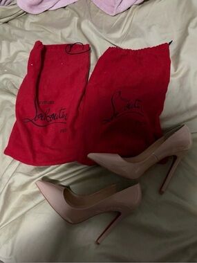 Christian Louboutin Blush Patent Leather Pointed-Toe Pumps